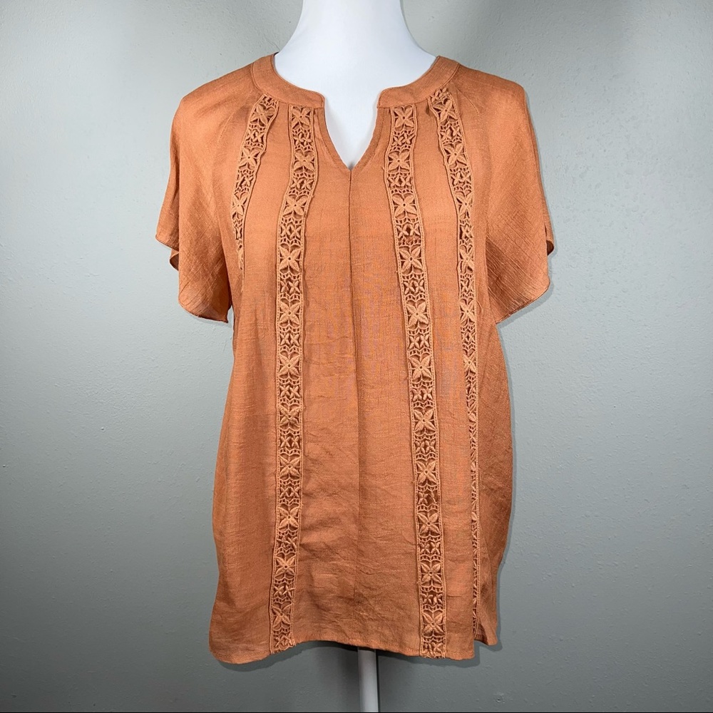 Maurcies Burnt/Rust Orange Short Sleeve Top